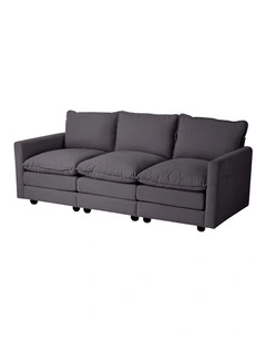 Oikiture 3 Seater Sofa Couch Lounge Extra Thick Cushion Futon Corduroy Grey