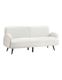 Oikiture Boucle Sofa Luxury 3 Seater Couch Fleece Chair Office Lounge White