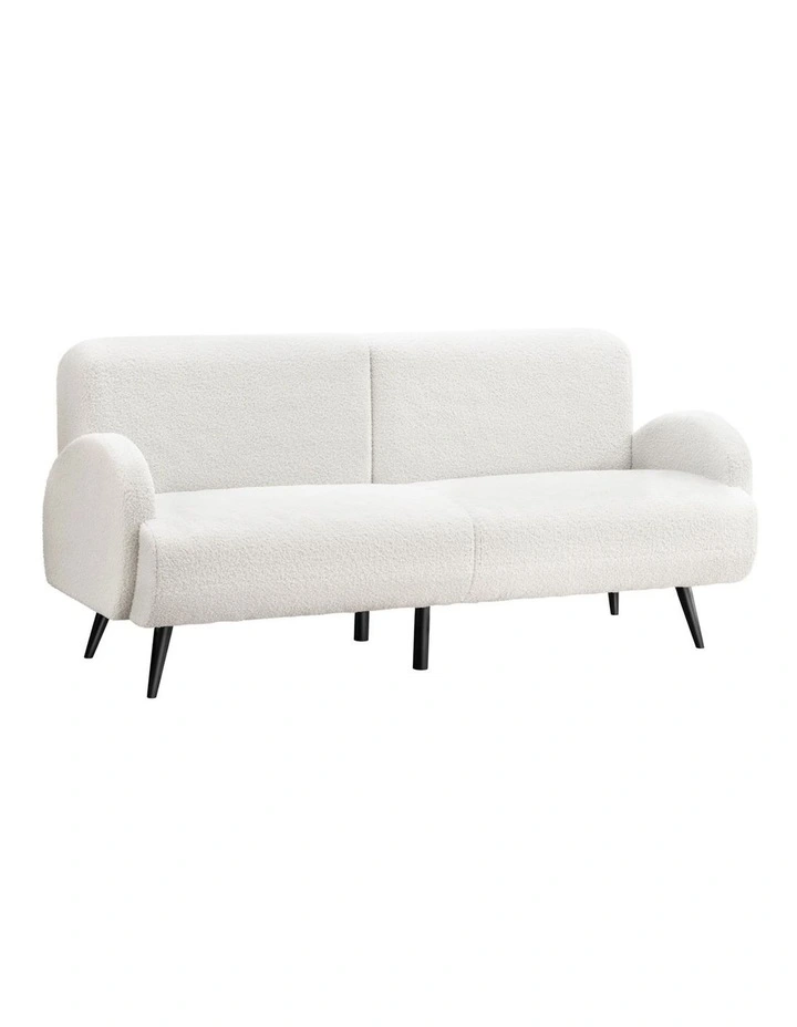 Oikiture Boucle Sofa Luxury 3 Seater Couch Fleece Chair Office Lounge White image 1