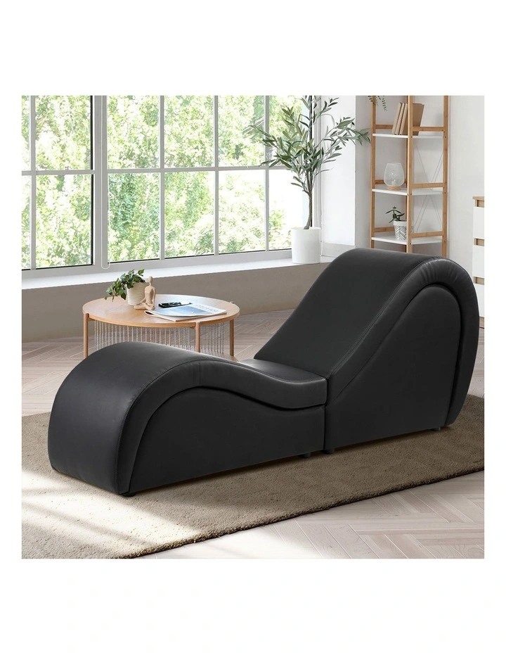 Oikiture Sofa Couch Tantra Chair Love Seat Chaise Lounge Couples Yoga Bed Black image 5