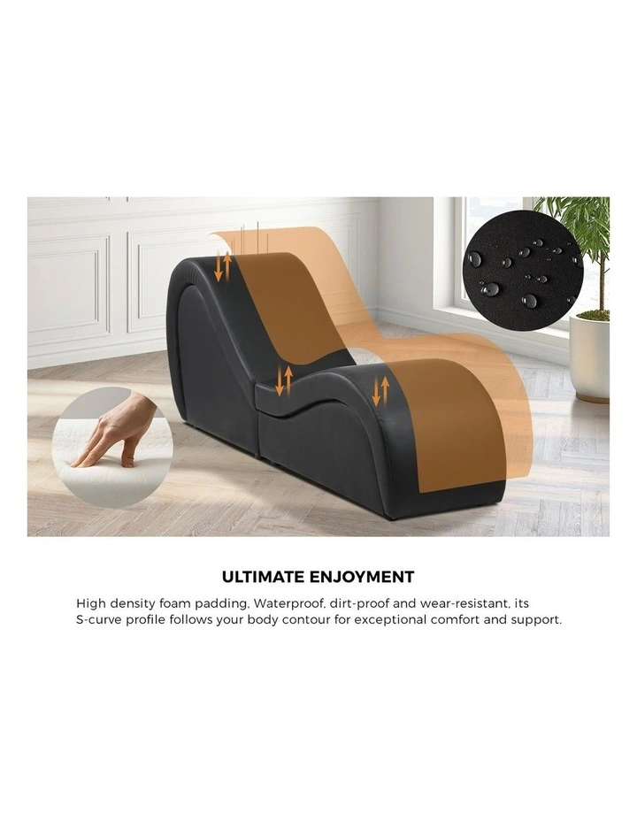 Oikiture Sofa Couch Tantra Chair Love Seat Chaise Lounge Couples Yoga Bed Black image 6