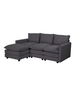 Oikiture Sofa Set Modular Couch Ottoman Lounge Extra Thick Cushion Grey