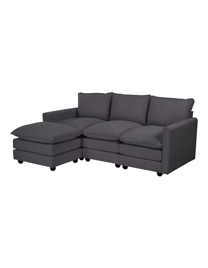 Oikiture Sofa Set Modular Couch Ottoman Lounge Extra Thick Cushion Grey image 1
