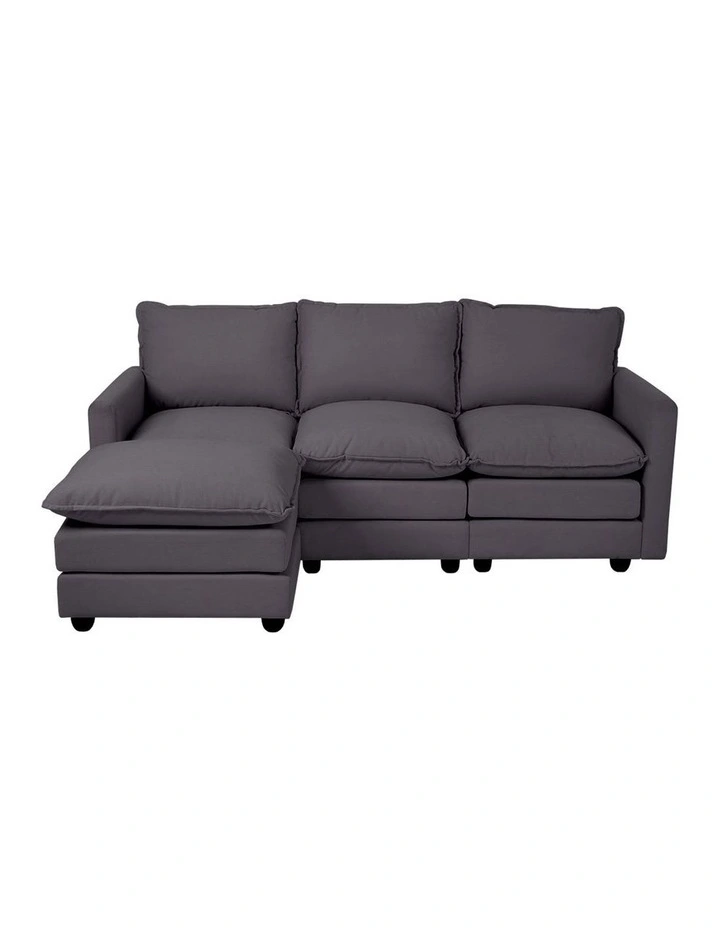 Oikiture Sofa Set Modular Couch Ottoman Lounge Extra Thick Cushion Grey image 2