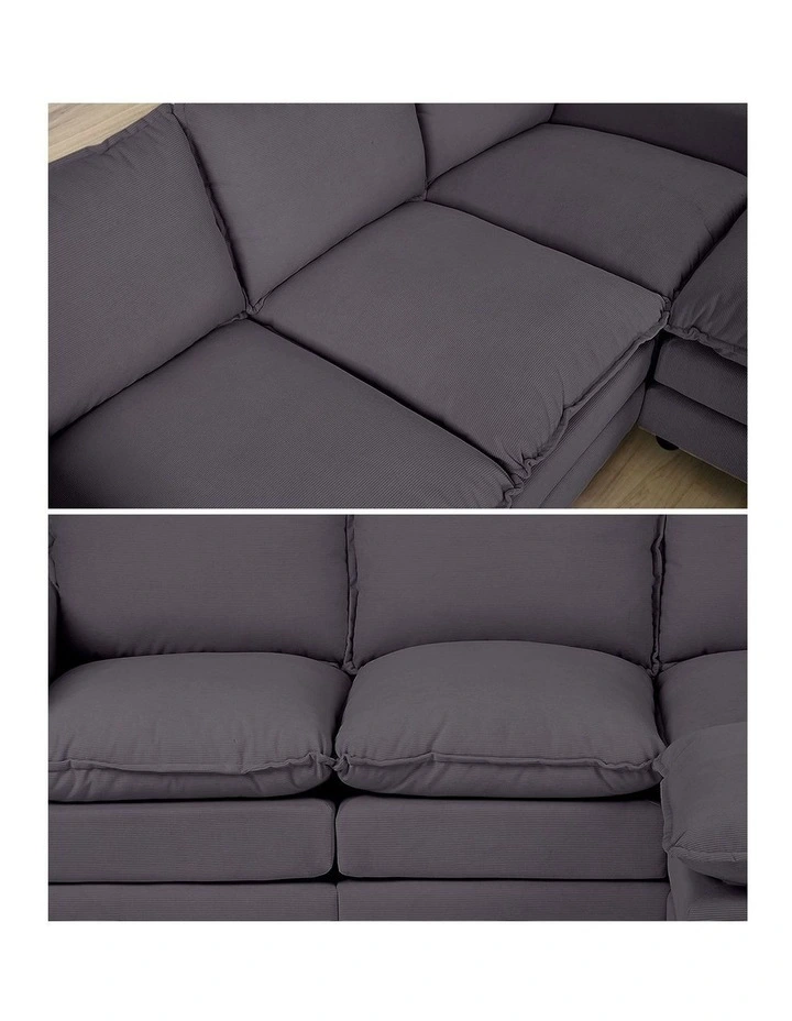 Oikiture Sofa Set Modular Couch Ottoman Lounge Extra Thick Cushion Grey image 6