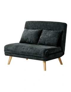 Oikiture 2 Seater Folding Sofa Bed Lounge Chenille Recliner Love Seat Charcoal