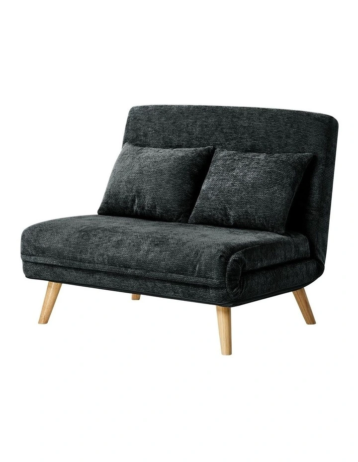 Oikiture 2 Seater Folding Sofa Bed Lounge Chenille Recliner Love Seat Charcoal image 1