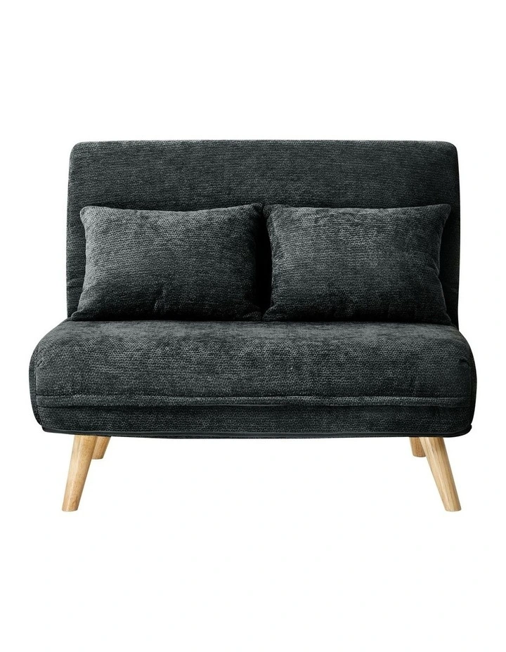 Oikiture 2 Seater Folding Sofa Bed Lounge Chenille Recliner Love Seat Charcoal image 2