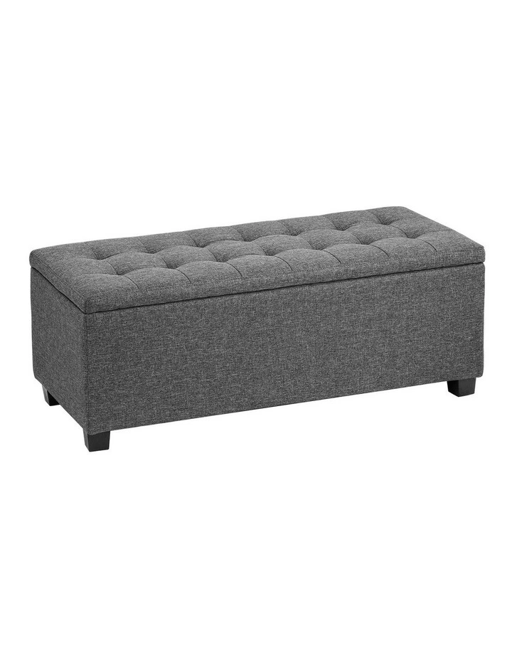 Oikiture Storage Ottoman Blanket Box Faux Linen Chest Toy Foot Stool LARGE Grey image 5