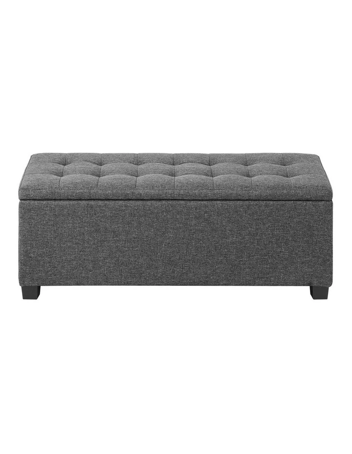 Oikiture Storage Ottoman Blanket Box Faux Linen Chest Toy Foot Stool LARGE Grey image 6