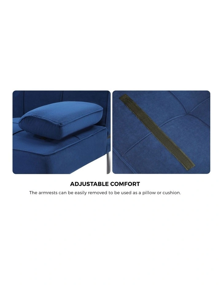 Oikiture Sofa Bed Lounge 3 Seater Couch Recliner Sofabeds Cup Holder Velvet Blue image 7