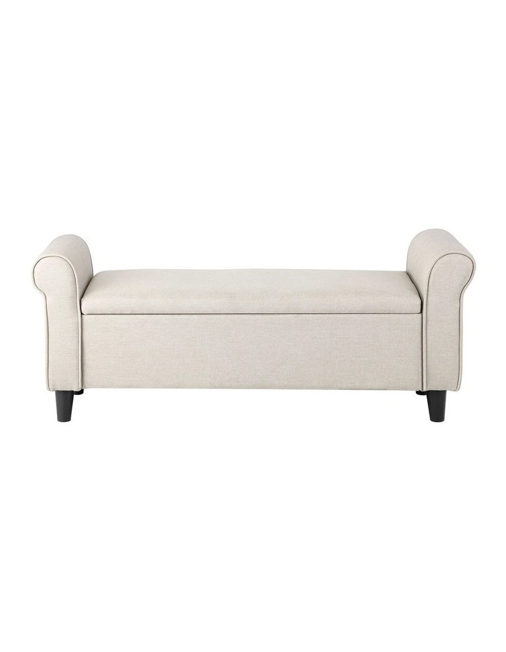 Oikiture Storage Ottoman Blanket Box Linen Fabric Arm Foot Stool Couch Large image 6