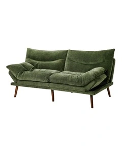 Oikiture 3 Seater Sofa Bed Recliner Lounge Couch Convertible Chenille Green Beds