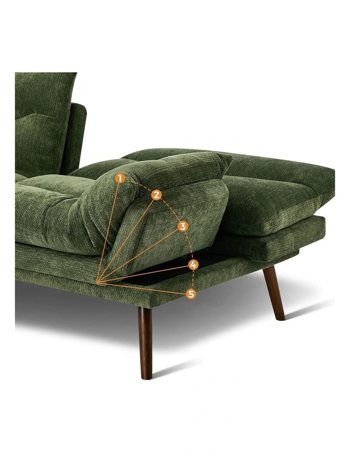 Oikiture 3 Seater Sofa Bed Recliner Lounge Couch Convertible Chenille Green Beds image 7