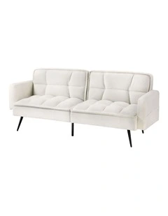 Oikiture 3-Seater Sofa Bed Convertible Boucle Sherpa Lounge Couch Recliner White