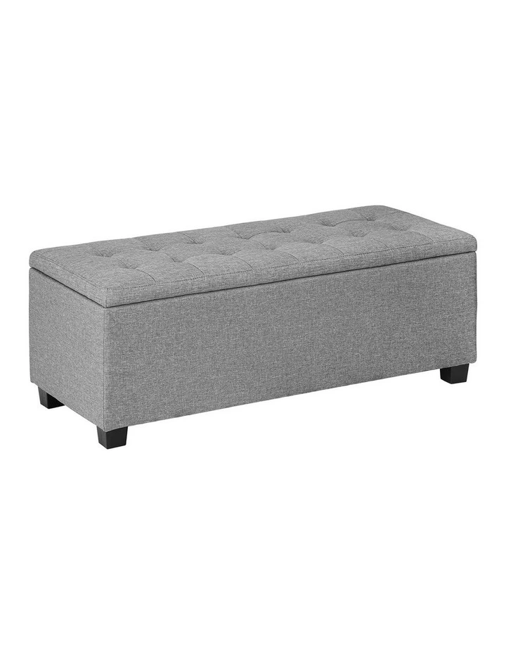 Oikiture Storage Ottoman Blanket Box Faux Linen Chest Toy Foot Stool LARGE image 5