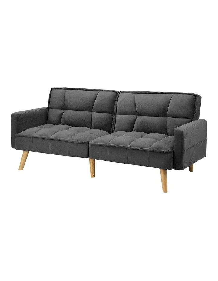 Oikiture Sofa Bed Futon Convertible Velvet Lounge Couch 3-Seater Recliner Grey image 1