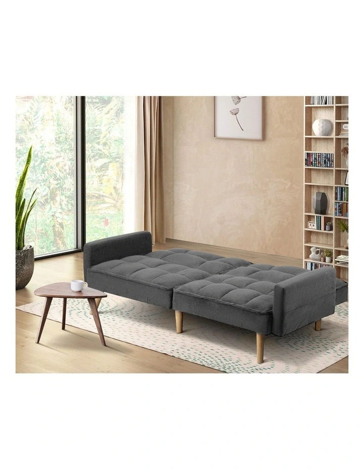 Oikiture Sofa Bed Futon Convertible Velvet Lounge Couch 3-Seater Recliner Grey image 5
