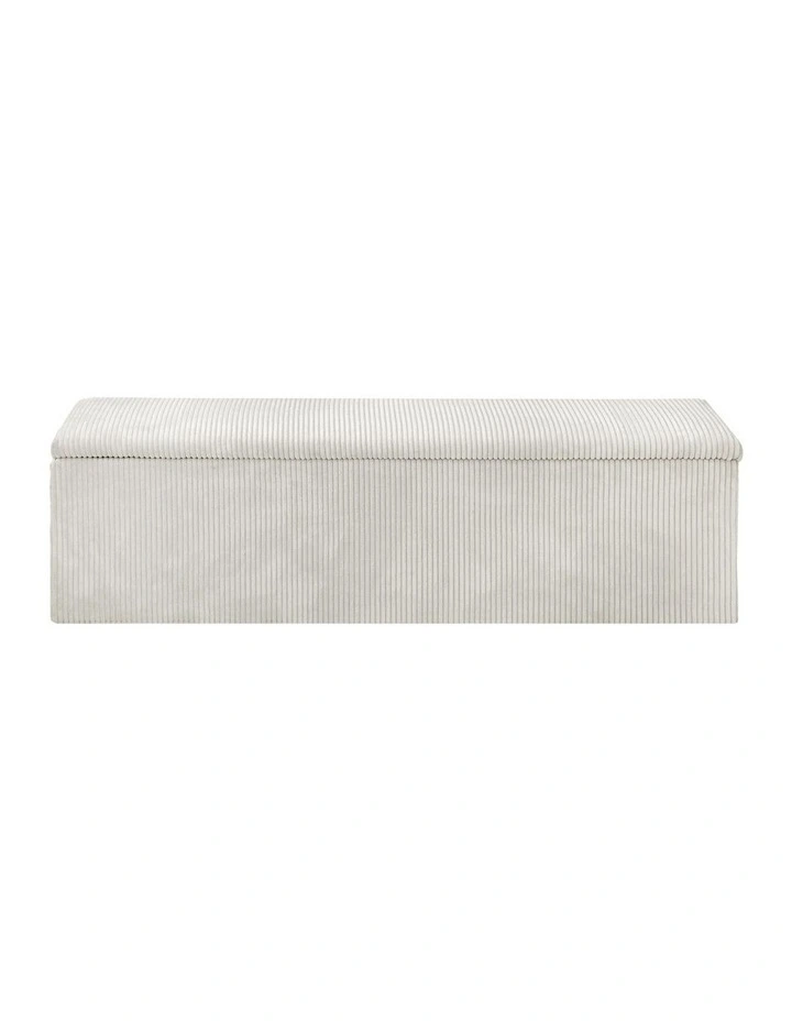 Oikiture Storage Ottoman Blanket Box Foot Stool XL Chest Toy Polyester Beige image 2