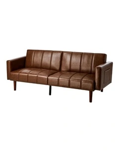 Oikiture 3-Seater Sofa Bed Futon Convertible Lounge Couch Recliner Faux Leather