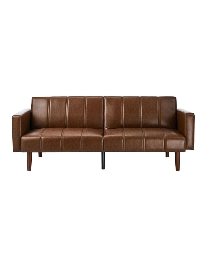 Oikiture 3-Seater Sofa Bed Futon Convertible Lounge Couch Recliner Faux Leather image 2