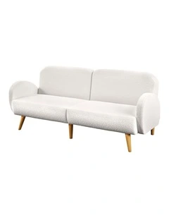 Oikiture Boucle Sofa Bed 3 Seater Recliner Convertible Lounge Couch Sherpa White