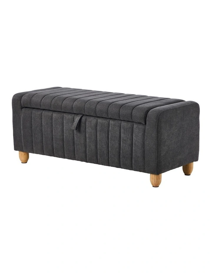 Oikiture Storage Ottoman Couch Footstool Linen Toy Chest Bench Blanket Box Grey image 1