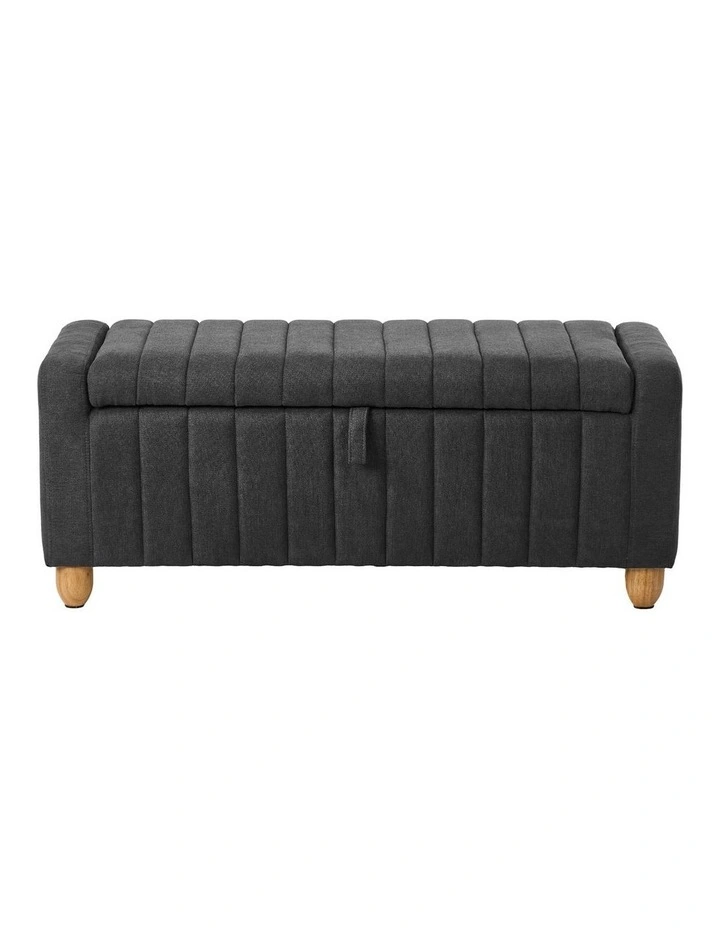 Oikiture Storage Ottoman Couch Footstool Linen Toy Chest Bench Blanket Box Grey image 2