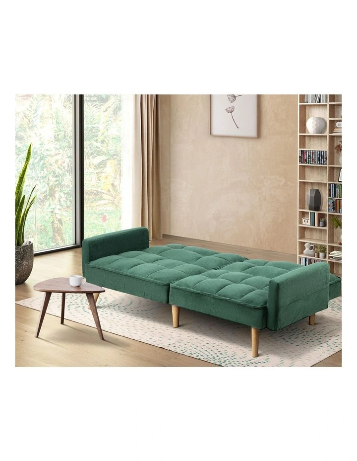 Oikiture Sofa Bed Futon Convertible Velvet Lounge Couch 3-Seater Recliner Green image 5
