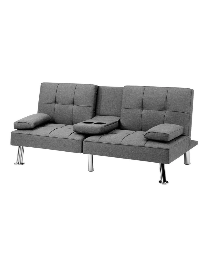 Oikiture Sofa Bed Lounge 3 Seater Futon Couch Beds Recliner Cup Holder Fabric image 1