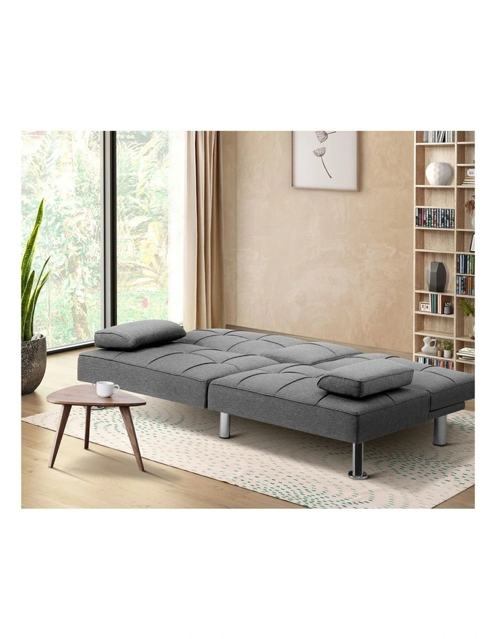 Oikiture Sofa Bed Lounge 3 Seater Futon Couch Beds Recliner Cup Holder Fabric image 5