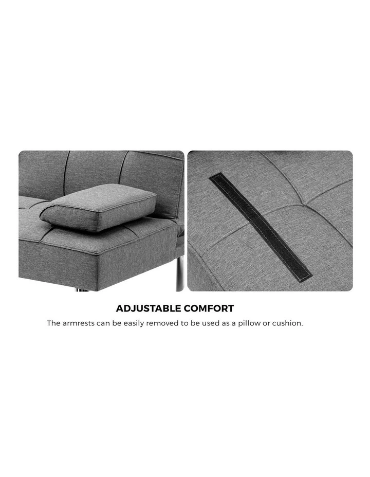 Oikiture Sofa Bed Lounge 3 Seater Futon Couch Beds Recliner Cup Holder Fabric image 7