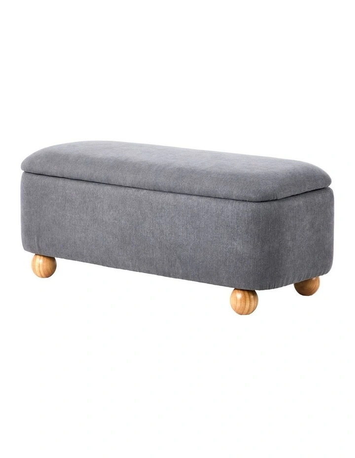 Oikiture Storage Ottoman Ball Foot Stool Linen Fabric Couch Bench Blanket Box image 1