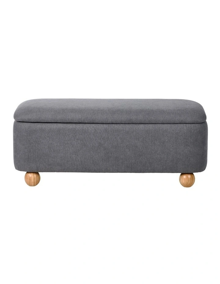 Oikiture Storage Ottoman Ball Foot Stool Linen Fabric Couch Bench Blanket Box image 2