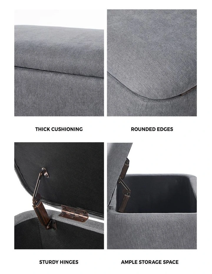 Oikiture Storage Ottoman Ball Foot Stool Linen Fabric Couch Bench Blanket Box image 6