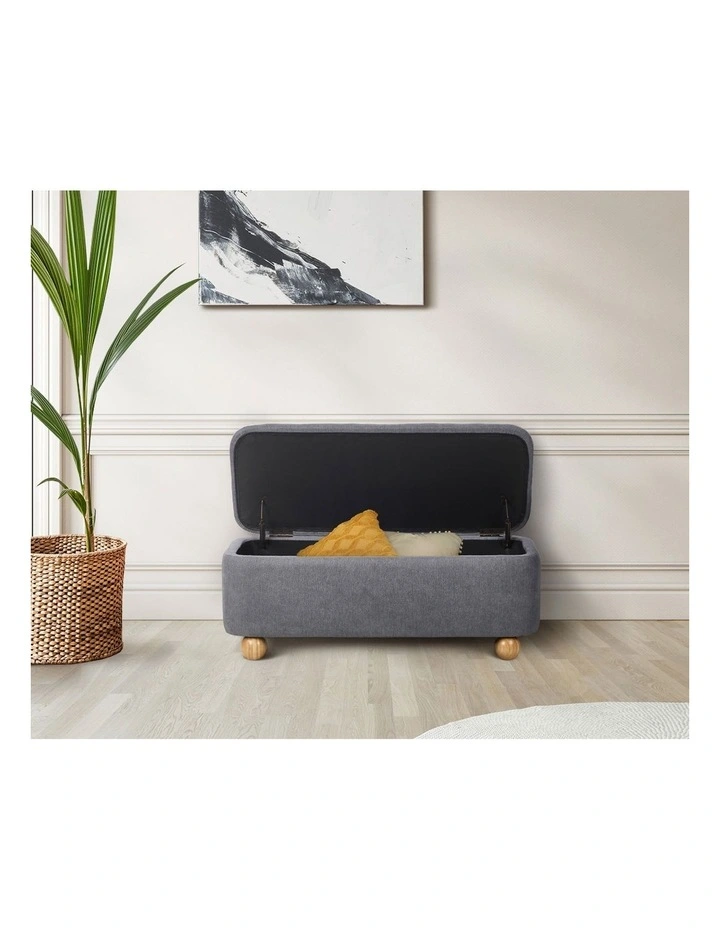 Oikiture Storage Ottoman Ball Foot Stool Linen Fabric Couch Bench Blanket Box image 7