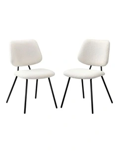 Oikiture 2x Dining Chair Vintage Retro Sherpa Kitchen Padded Lounge White