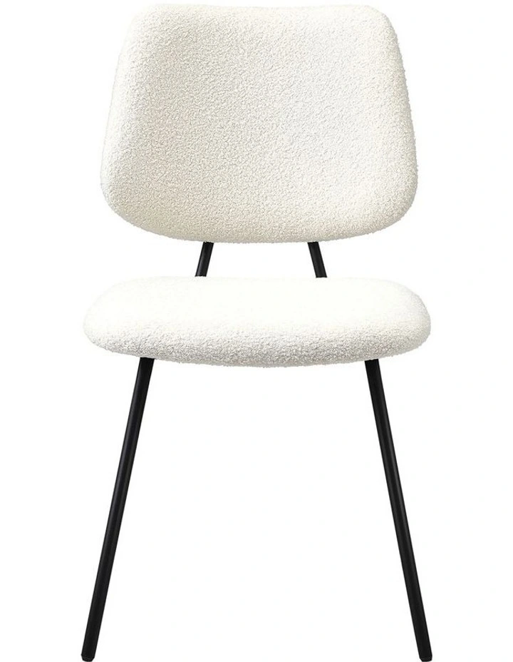 Oikiture 2x Dining Chair Vintage Retro Sherpa Kitchen Padded Lounge White image 2