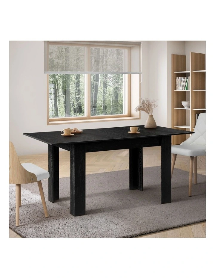Oikiture 160cm Extendable Dining Table Kitchen Restaurant Cafe Table Black image 4