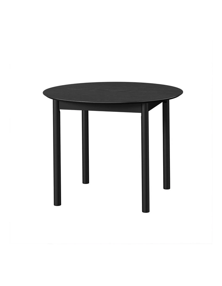 Oikiture Wooden Dining Table 100cm Round Table 4 Seater Pine Wood Legs Black image 1