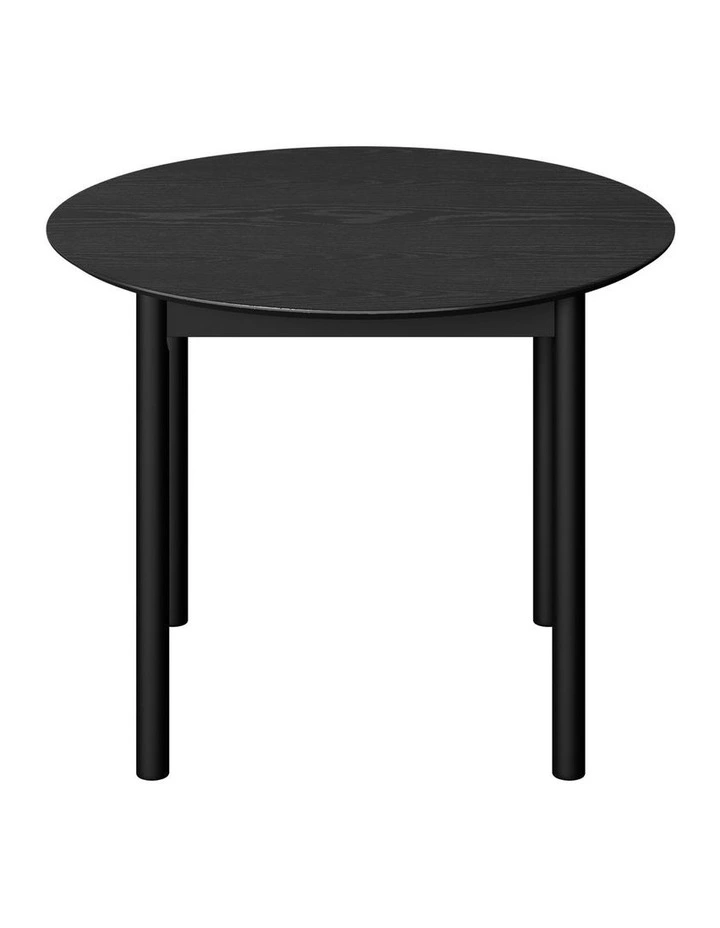 Oikiture Wooden Dining Table 100cm Round Table 4 Seater Pine Wood Legs Black image 2