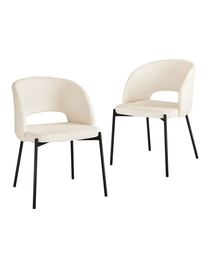 Oikiture 2x Armchair Dining Chair Accent Chairs Tub Armchairs Sherpa White&Black image 1