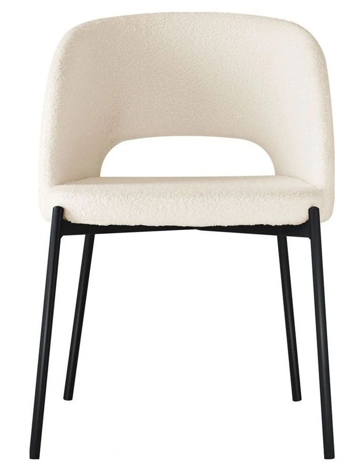 Oikiture 2x Armchair Dining Chair Accent Chairs Tub Armchairs Sherpa White&Black image 2