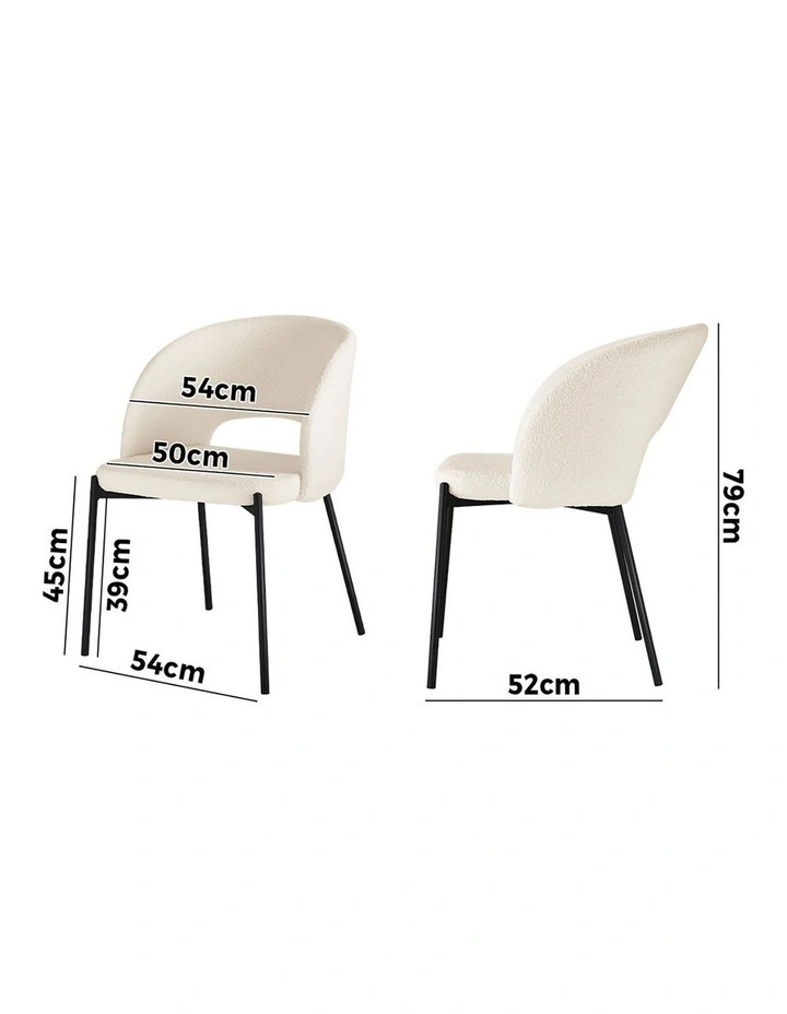 Oikiture 2x Armchair Dining Chair Accent Chairs Tub Armchairs Sherpa White&Black image 3