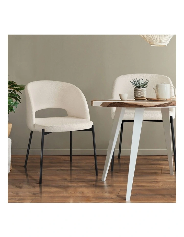 Oikiture 2x Armchair Dining Chair Accent Chairs Tub Armchairs Sherpa White&Black image 5