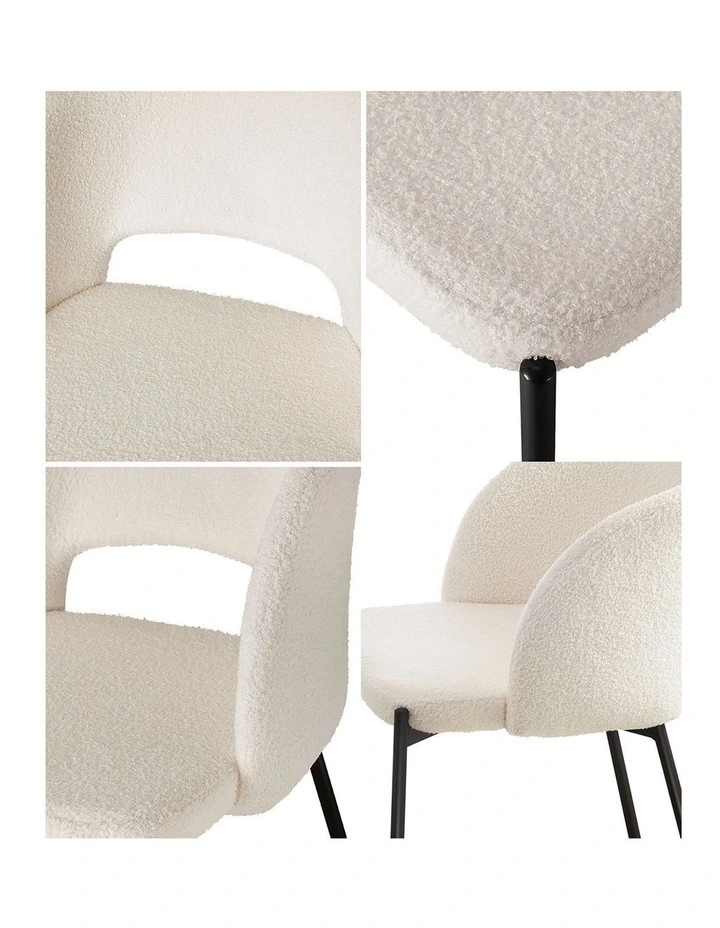 Oikiture 2x Armchair Dining Chair Accent Chairs Tub Armchairs Sherpa White&Black image 6
