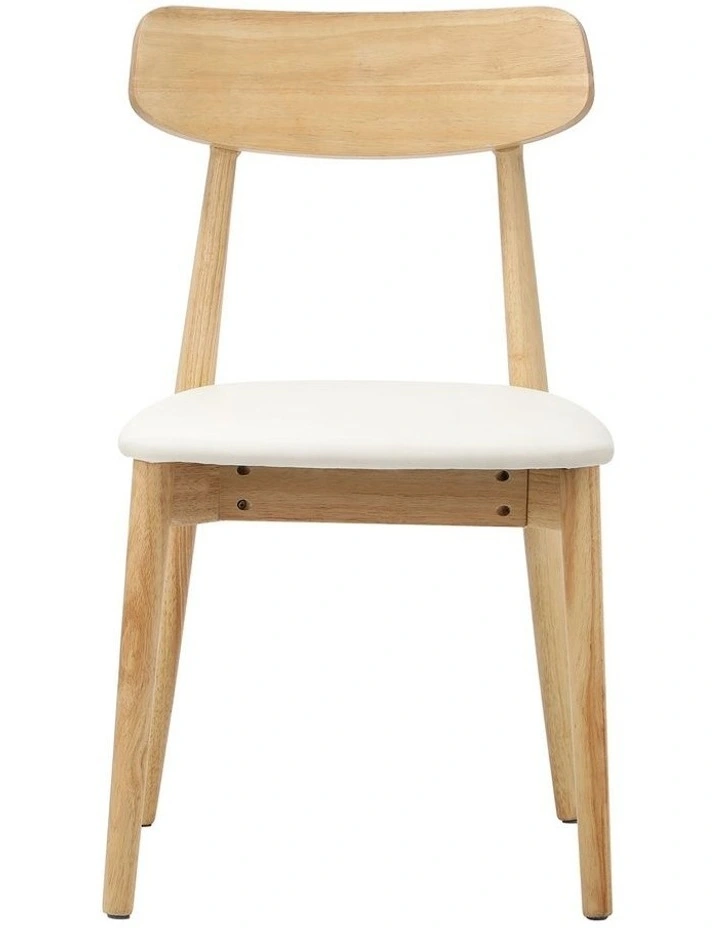 Oikiture 2x Dining Chairs Kitchen Chair PU Leather Solid Wood Cafe Lounge Beige image 2