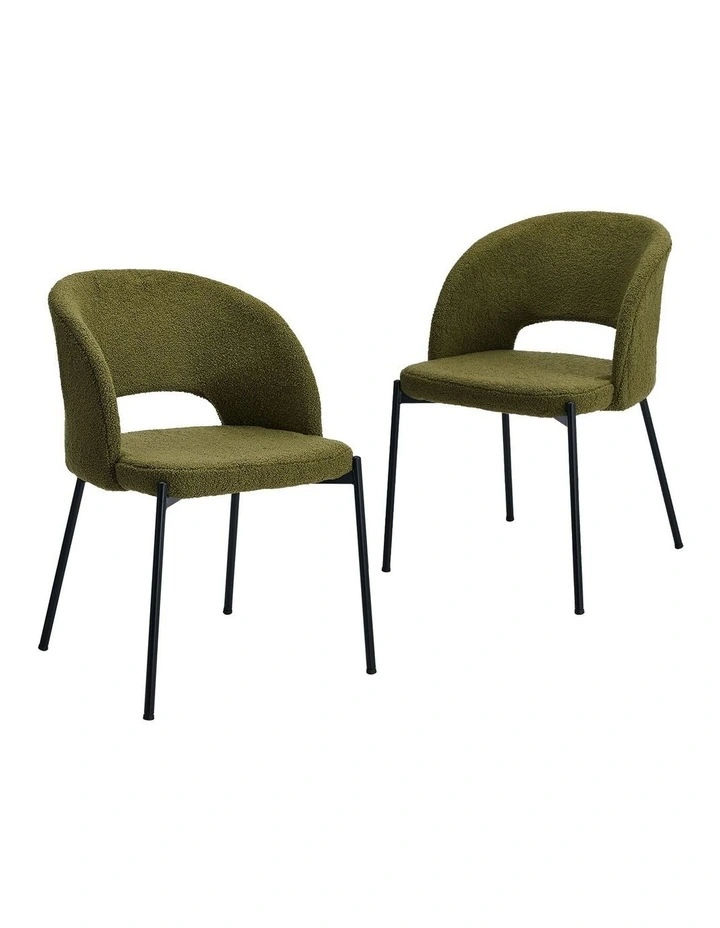Oikiture 2x Armchair Dining Chair Accent Chairs Tub Armchairs Sherpa Green&Black image 1