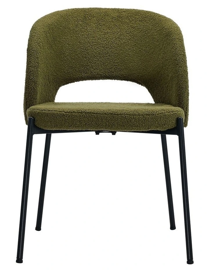 Oikiture 2x Armchair Dining Chair Accent Chairs Tub Armchairs Sherpa Green&Black image 2