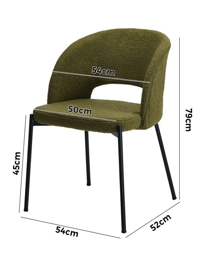 Oikiture 2x Armchair Dining Chair Accent Chairs Tub Armchairs Sherpa Green&Black image 3